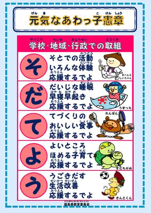 元気なあわっ子憲章ポスター（学校地域行政での取組）